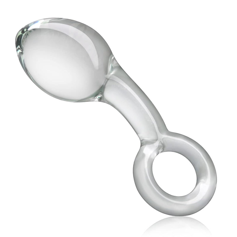 Anal Butt Plug Glass Anal Trainer With Big O Ring Crystal Pleasure Wand Adult Sex Toy For Men Women Couple Play (M)