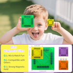 Mini Magnetic Tiles, 40Pcs Building Blocks Travel Set Magnetic Toys For Kids Ages 4-8 With Iron Case, Montessori Educational Toddler Puzzle Creativity Birthday Gift For Boys & Girls