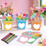 24 Pack DIY Flower Photo Frame Craft Kits for Kids with Watercolor Pens