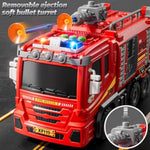 Fire Trucks Toys For Toddlers Ages 3-5, Folded Carrier Truck Race Track With With Lights & Sounds And 6 Racing Car Toys, Birthday Gift For 3 4 5 6 7 8 Years Old Boys Girls