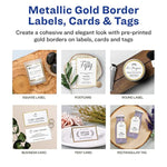 40 Matte White Postcards with Metallic Gold Borders, Printable Laser & Inkjet