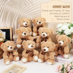 8 Pcs Christmas Bears Bulk 10'' Bear Stuffed Animal Baby Shower Decorations Small Stuffed Plush Toys Gifts For Girls Boys Kids Children School Classroom Party (Bow Tie,Light Brown)