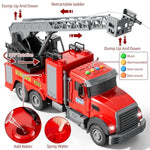 Kids Fire Truck Toy Friction Powered Fire Rescue Truck Vehicle Toy With Lights And Sirens Sounds, Water Pump, Ladder, Gifts For 3 4 5 6 7 8 Years Old Boys Girls