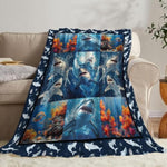 Shark Blanket Ocean Underwater Flannel Plush Throw Blanket Cozy Nautical Coral Decor Fleece Stuff Blanket Gifts For Lover Girls Boys Kids Adults Women Bed Travel 40"X50"