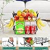 2 Tier Fruit Basket with 2 Banana Hangers, Countertop Fruit Vegetable Basket Bowl for Kitchen Counter Metal Wire Storage Basket Fruits Stand Holder Organizer for Bread Snack Veggies Produce