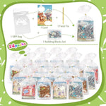 24 Pack Valentines Day Gifts For Kids Classroom, Mini Building Blocks, Building Toys Set Kids Valentines Day Cards For School, Party Favors Exchange 6+ (Animals)