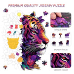 Wooden Puzzles For Adults 500 Pieces, Tiger Flower Jigsaw Puzzles, Home Decor, Fsc Certified Royal Unique Shape Animal Adult Puzzles, Best Gift For Family Game 13.8X17.4 In