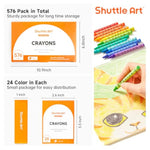 576 Count Bulk Crayon Set, 24 Boxes of 24 Colors, Non-Toxic School Supplies