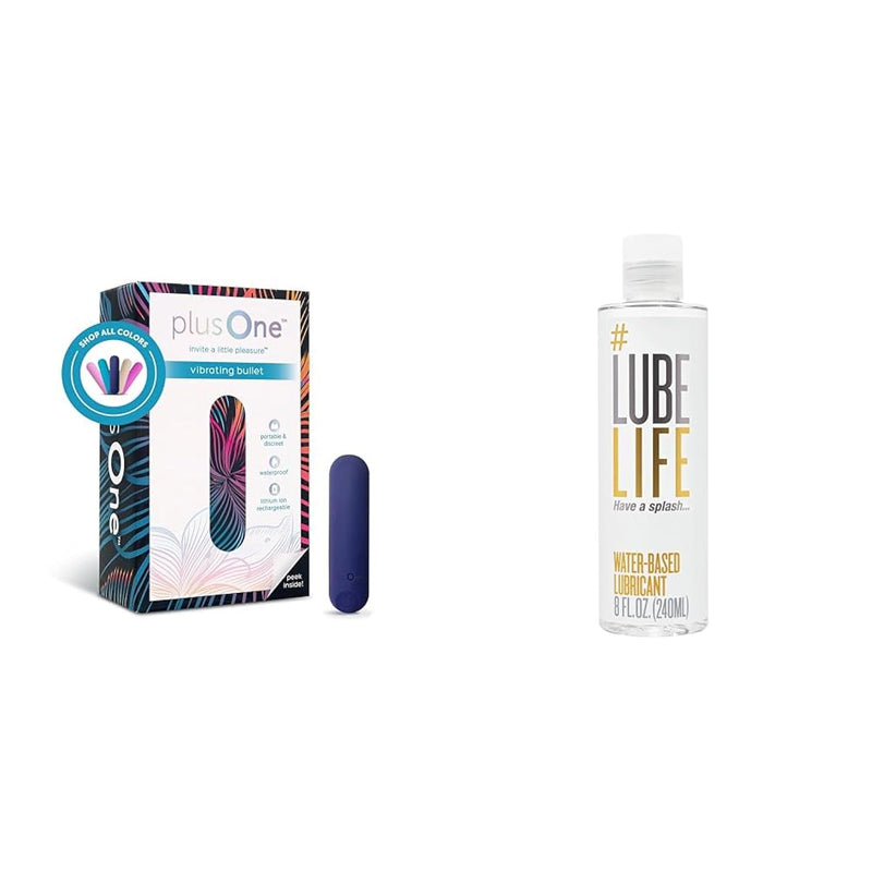 10-Speed Bullet Vibrator And Lube Life 8Oz Water-Based Personal Lubricant Bundle