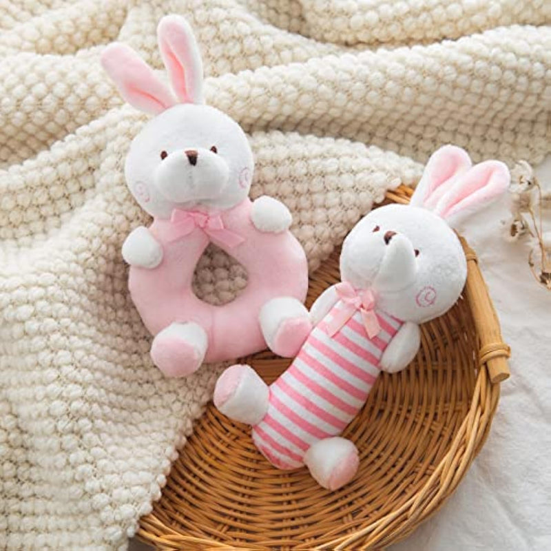 Plush Baby Soft Rattle Toys, Pink Bunny Baby Rattles For Infants Baby First
