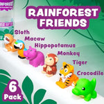 Rainforest Mold Free Bath Toys, 6 Pack | Sealed, No Hole Bath Toys Design Keeps Moisture Out | Soft, Squeezable & Float On Water | Easy-Grip Baby & Toddler Bath Toy | Great Baby Pool Toys