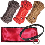 Bdsm Shibari Bondage Cotton Rope Kit For Bedroom Play Bondaged Rope For Sex Blindfold Silk Eye Mask,Adult Sex Toy For Women Couples'S Game,32 Feet 8Mm (3 Rope,1 Sm Collar,1 Satin Eye Mask)