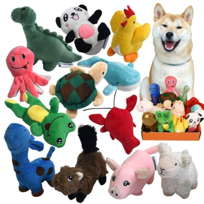 Squeaky Plush Dog Toy Pack For Puppy, Small Stuffed Puppy Chew Toys 12 Dog Toys Bulk With Squeakers, Cute Soft Pet Toy For Small Medium Size Dogs