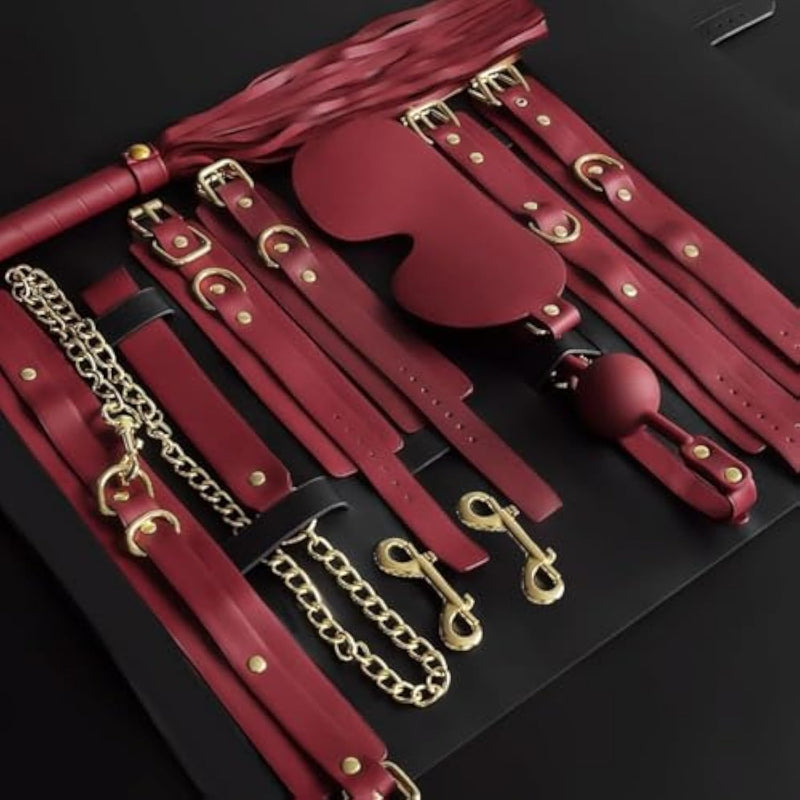 Bdsm Restraints Sex Toys Bondage Restraints Set Fetish Bed Restraints Kits For Beginners,Bondage Kit For Couples Sex (10Pc Red)