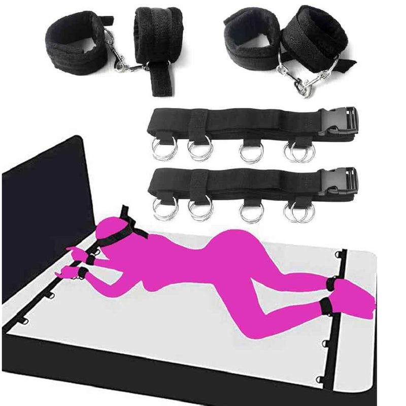 Bed Restraint Sex Adult Bonding Kits For Men Adjustable Wrist Ankle Cuffs Spreaders Bar Adult Play Bondaged Bed Tie Downs For Under Mattress Sex Tie Up Set Women Sex Handcuffs For Couples Toys Sweater