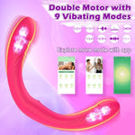 Strapless Strap On Dildo Harness Lesbian Sex Toys, App Remote Control Double-Ended Dildos Vibrator For Men And Women, Vaginal Anal Sex Stimulator Adults Toys With 9 Vibration Modes, Pink