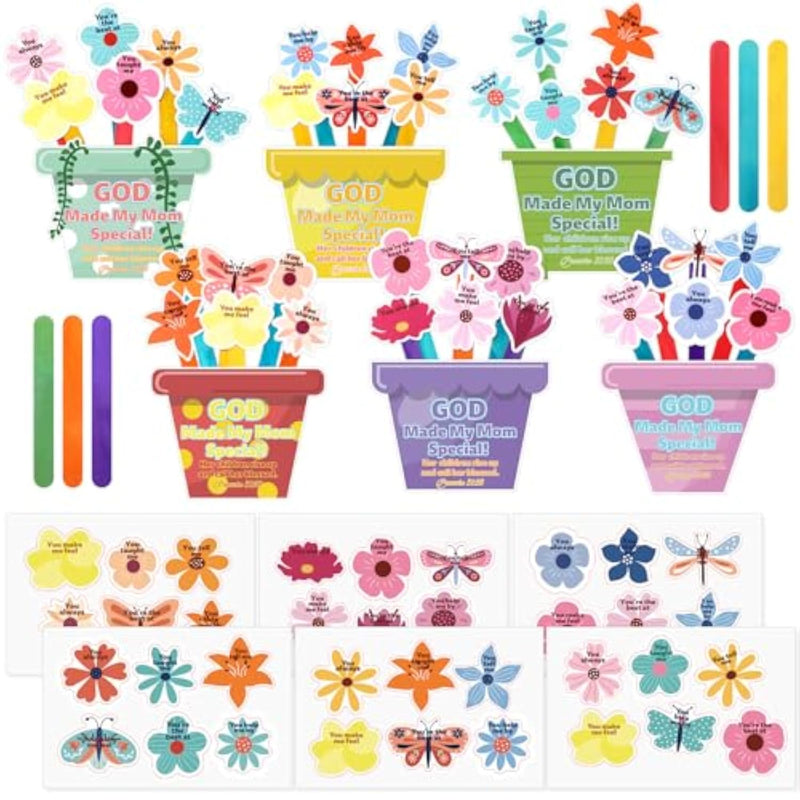 24 Sets Mother's Day Flower Bouquet Craft Kit for Kids, Sunday School & VBS