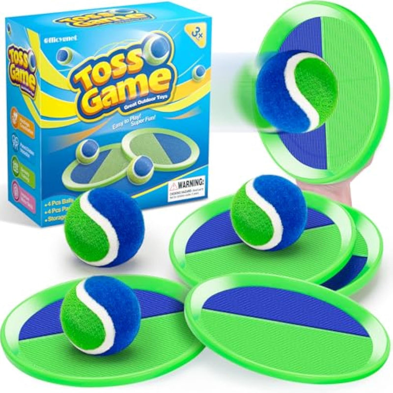 Outdoor Toys For Kids Ages 4-8, Outside Game For 3 4 5 6 7 8-12 Year Old Boys Girls, Catch Ball Toss Game For Pool, Beach, Yard- Toddlers Birthday Gifts Easter Basket Stuffers(4Pcs Green Paddles)