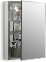 CB-CLC2026FS 20" W x 26" H Single-Door Bathroom Medicine Cabinet with Mirror, Recessed or Surface Mount Bathroom Wall Cabinet, Beveled Edges,Silver