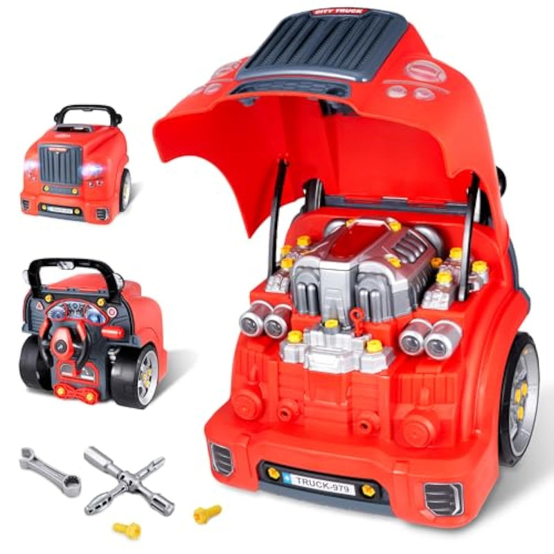 Interactive Truck Engine Toy With Removable Parts - Lights, Sounds, And Fun For Young Mechanics -Unleash Their Creativity And Motor Skills With This Truck Engine Toy- Ideal Gift For 3-5-Year-Old Boys