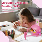 Kids Drawing Robot Kit with 100 Word Cards, 12 Color Pens & Voice Interactive Learning
