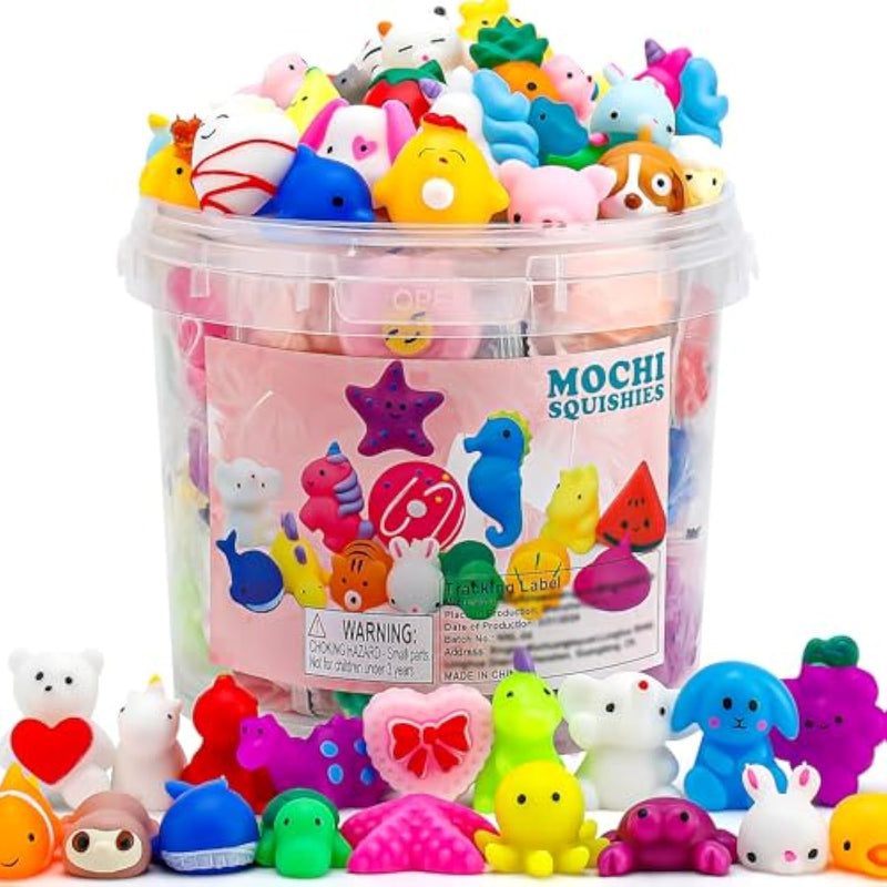 100 Pack Mochi Squishy Toys, Party Favors For Kids 4-8-12, Classroom Birthday Xmas Gifts Treasure Box Prizes Goodie Bag Stuffers, Mini Squishy Fidget Toys, Carnival Prizes In Bulk