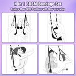 Bdsm Sex Swing Bondage Restraints Kit - 2 In 1 Door Sex Swings With Handcuffs Wrist & Thigh Slave, Sex Toys With Adjustable Straps Thigh Restraint Cuffs Neck To Leg, Adult Sex Toys For Couples, Black