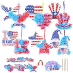 24 Pack 4th of July Craft Kit for Kids with 6 Patriotic Foam Designs & Tools
