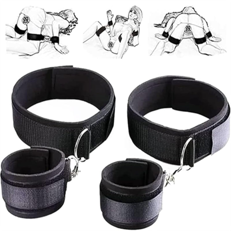 Bdsm Restrain Bondage Set, Sex Bondage Wrist & Thigh Cuffs Leg Straps Tie Set Bondage Handcuffs For Couples Sm Roleplay Games, Bed Sex Restraints Cuffs For Fetish Bondage Adventures (A)