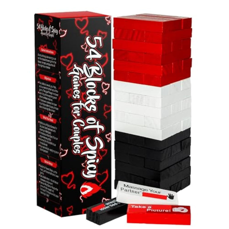 54 Blocks Of Spicy Games For Couples - Romantic Games For Date Night – Block Tower Date Night Gifts For Couples