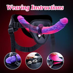 Strap On Silicone Double Sided Suction Dildo For Women, Adjustable Wearable Realistic Fantasy Double Ended Head Dildo (7" * 2), Strapless Harness Pegging Small Dildos Anal Sex Toy For Beginner Lesbian