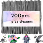 200 Pcs Gray Pipe Cleaners, Thick Chenille Stems for DIY Crafts & Holiday Decor