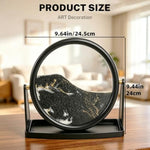 10 Inch 3D Moving Sand Art Picture, Round Glass Desk Decor for Stress Relief