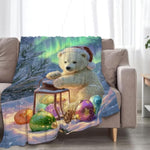 Christmas Polar Bear Blanket White Bear Winter Aurora Throw Blankets Gifts For Girls Boys Kids Animal Lovers Soft Cozy Fleece Plush For Couch Sofa Bed 50"X40"