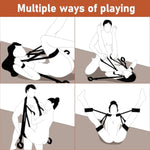 Bdsm Bondage Restraints Kit,Neck To Thigh/Ankle Bed Restraints Set Adjustable Nylon Thigh Sling Set With Accessory Sex Whip Soft Neck Pillowadult Sex Toy Straps Slave Beginner Bed Sm Game Toys