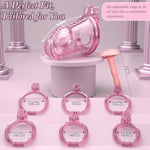 Male Chastity Cage - Lightweight Pink Penis Cage With Soft Plastic Front & 6 Sizes Rings, Comfortable Bondage Chastity Device For Men, Perfect For Long-Term Wear, Erection Control & Bondage Play