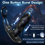 Thrusting Anal Vibrator Prostate Massager - Dual Cock Ring Anal Toy Butt Plug With 3 Thrust & 12 Vibration Modes, Remote Control Anal Male Adult Sex Toys P Sport Massager For Men Couples Waterproof