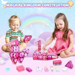 101Pcs Magnetic Blocks Set Including Cars And Accessories, Princess Magnet Building Tiles Sets, Castle Magnet Blocks Stem Toys For Girls Kids Ages 3 4 5 6 7 8 9+ Year Old