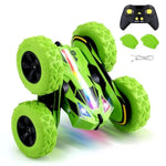 Remote Control Car Rc Cars Toys For Boys Girls Ages 6-12, Upgraded Usb-C Modular Batteries, 4Wd Stunt Car With Breathing Soft Lights, Double-Sided Driving & 360° Flips, Presents Gifts, Green