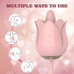 Rose Sex Toy Vibrator Dildo 3 IN1 Adult Sex Toy for Women 12 Tongue Licking and Thrusting Dildos G Spot Vibrators, Anal Sex Toy Clit Nipple Stimulator Licker for Female Men Couple (Pink)