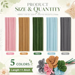 500 Pcs Pipe Cleaner Flower Kit, 5 Boho Colors, 12 Inch Chenille Stems