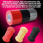 Bdsm Bondage Restraint Bundle Set, Sex Toys Sexual Restraint Tape Binding Rope Reusable Pull Up Bondage - Comes With Pvc Static Tape 82Ft (3 Rolls) And Soft Silk Cotton Rope 32.8Ft (3-Piece Set)