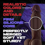 Model A Straight Dildo With Balls Realistic Double Layered Flexiskin Dildo Ultra-Soft Liquid Silicone Sex Toy For Men, Women, Lesbian, Gay, Couples Suction Cup & Harness Compatible
