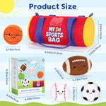 My 1St Sports Bag Plush Toy Playset With Soft Stuffed Balls, Basketball Baseball Football Soccer Ball Plush, Sensory Baby Toys For Toddlers Boys Girls (Sports Bag)