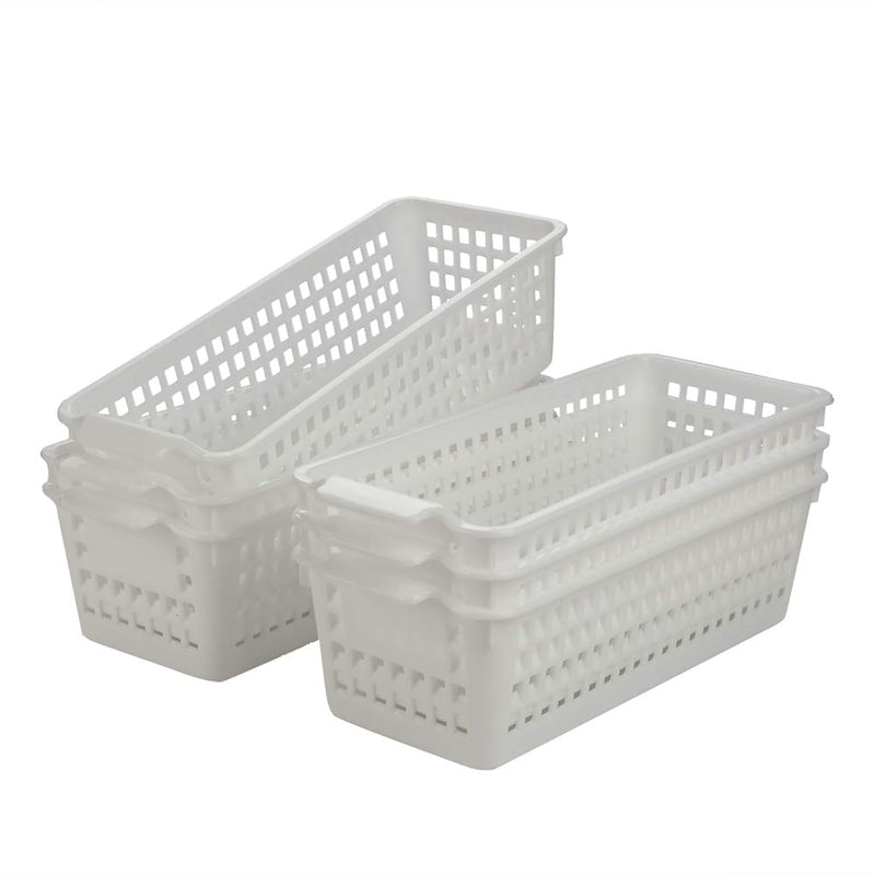6-Pack Small Plastic Storage Baskets/Trays Organizer, White