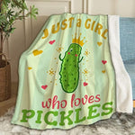 Just A Girl Who Loves Pickles Throw Blanket Fannel Fleece Super Soft Funny Blanket Travel Throw Blanket For Bed Couch Sofa 40 X 30 Inch For Baby