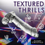 Pleasure Crystals 7.1" Glass Dildo With Balls For Men, Women & Couples. Realistic Texture, Latex-Free And Phthalate-Free, Ideal For Temperature Play. 1 Piece, Clear.