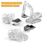 Construction Trucks Toy Set With Yellow Bus Storage And Play Mat – Alloy Inertia Driving Simulation Model Engineering Toys With Scenario Accessories – Ideal Gifts For Ages 3-8, Boys And Girls (5 In 1)