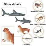 24Pcs Mini Ocean Animal Figurines - Realistic Sea Creatures Toy Figures With Sharks, Whales & Walrus - Under The Sea Life Figure For Party Decoration, Easter Egg Filler & School Project