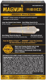 Large Ribbed Lubricated Condoms – 12 Count Per Pack, 3-Pack for Comfort